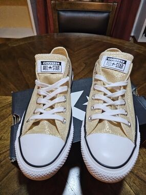 Converse All Star Low Top Sneakers in Shimmery Gold